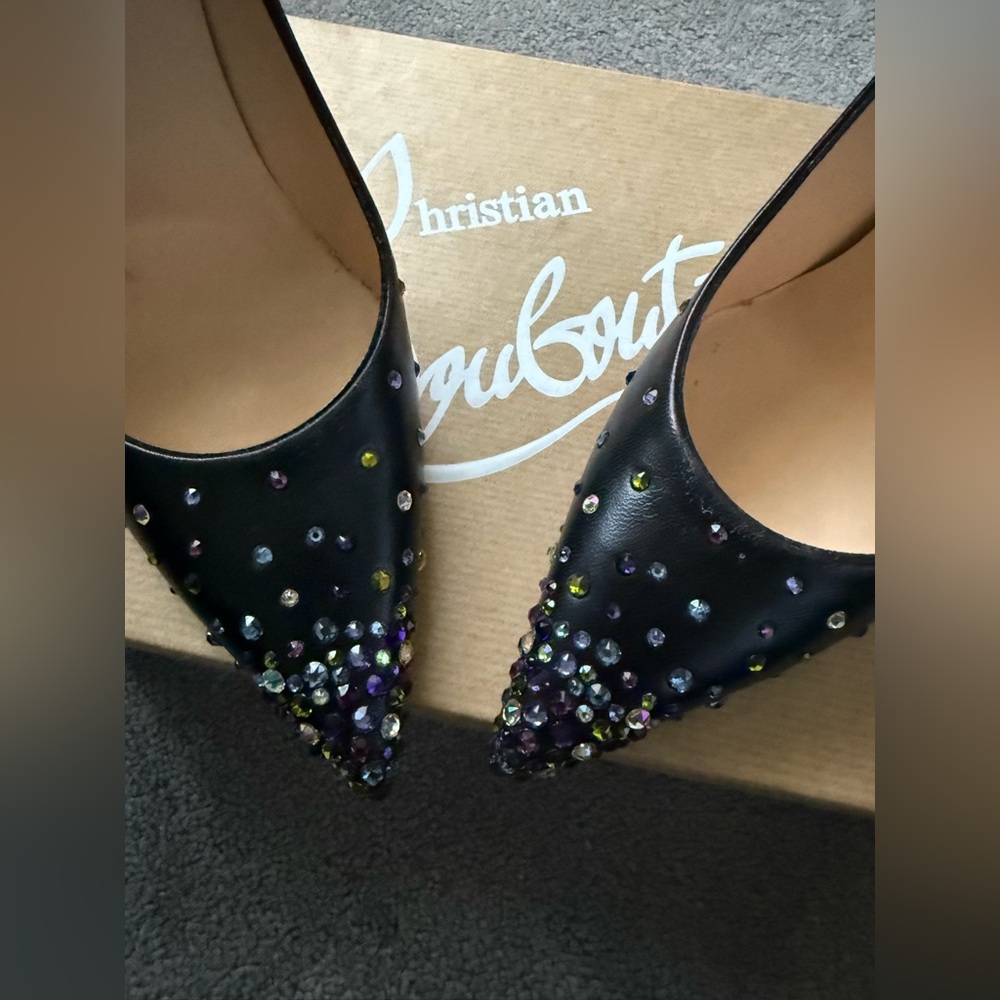 BRAND NEW IN BOX! Christian Louboutin Black Embellished Women's Heels - Picture 2 of 4